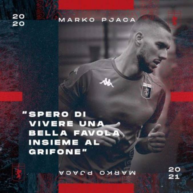 El Génova también anunció la incorporación del delantero croata Marko Pjaca. El atacante de 25 años procede de la Juventus, donde en la última campaña solo disputó cinco encuentros oficiales con la 'Vecchia Signora'.