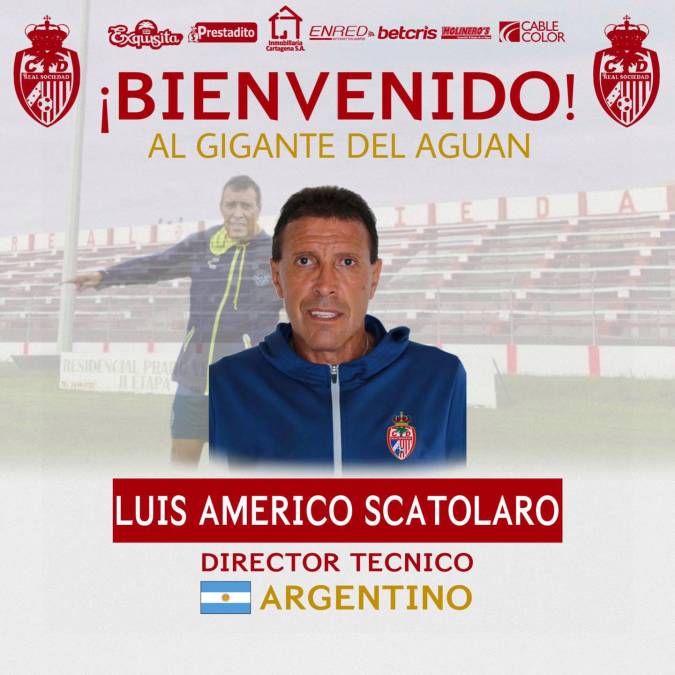 La Real Sociedad de Tocoa confirmó de manera oficial la llegada del argentino Luis Américo Scatolaro como su nuevo entrenador para dirigir en el Torneo Apertura 2022 de la Liga Nacional de Honduras, en reemplazo del colombiano Orlando Restrepo.