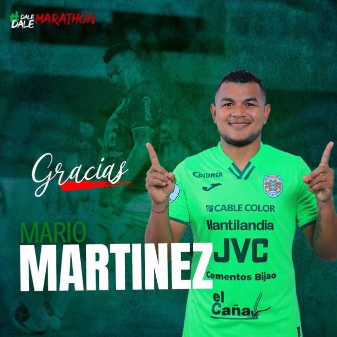 Mario Martínez - El mediocampista zurdo de 32 años también se va del Marathón y se convierte en la quinta baja, tras las salidas de Ovidio Lanza, Frelys López, Luis Garrido y Cristian Cálix.