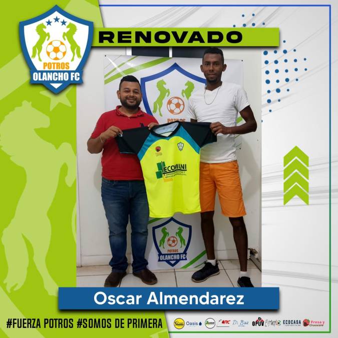 El lateral derecho Óscar Almendárez también fue renovado por el Olancho FC por un año.