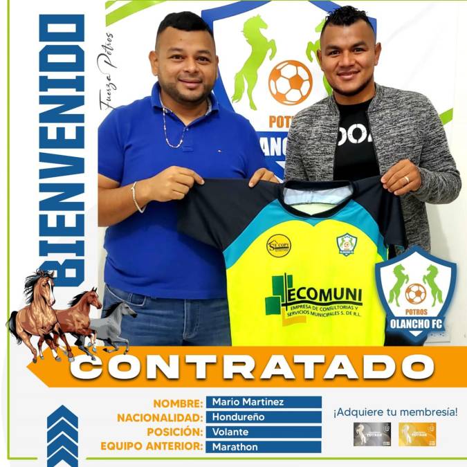El mediocampista zurdo Mario Martínez fue anunciado como nuevo jugador de los Potros del Olancho FC, el nuevo inquilino de la Liga Nacional de Honduras.
