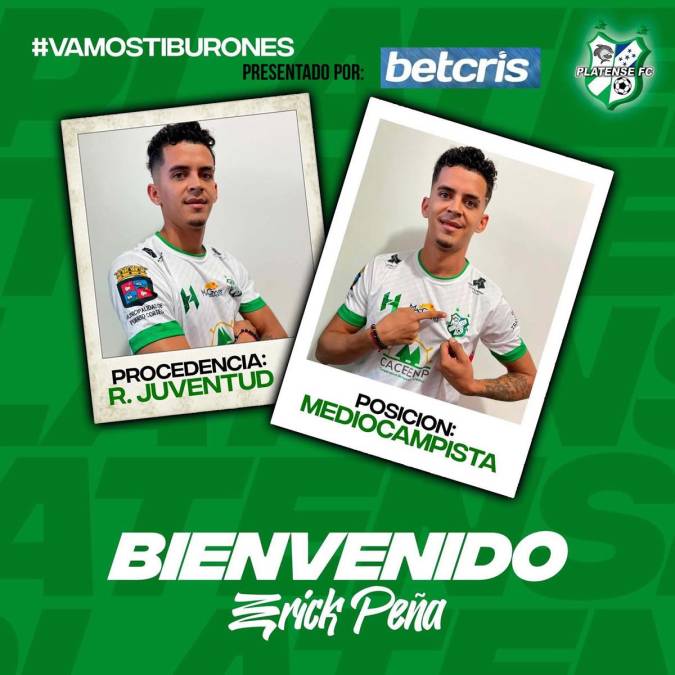 El mediocampista Erick Peña, de 26 años, también se une al Platense que busca el ascenso a Primera División. El jugador tiene recorrido en Liga Nacional con Real España, Juticalpa, Honduras Progreso y UPN.