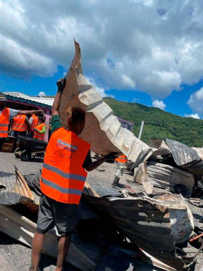 los escombros de las 226 casas