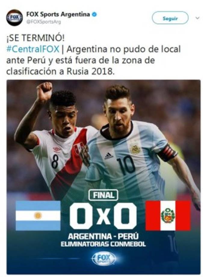 Argentina en estos momentos no está ni en repechaje,el martes se enfrentan de visita a Ecuador.