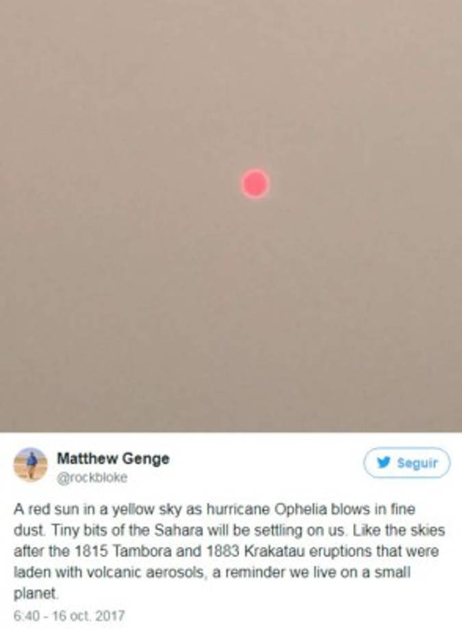 El extraño fenómeno en el cielo se observó en varias ciudades, desde Londres hasta Finlandia, donde adquirió fuertes tonalidades amarillas y naranjas.