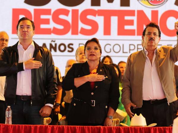 Héctor Zelaya, Xiomara Castro y Manuel Zelaya.