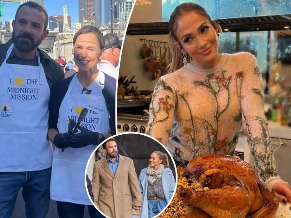 Los exesposos Ben Affleck y Jennifer Garner dieron alimento a los más necesitados en el Día de Acción de Gracias. JLo pasó la festividad con su familia.