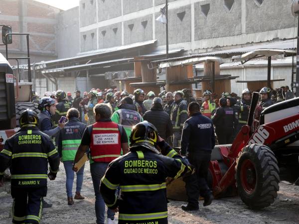 Integrantes de organismos de rescate realizan labores de búsqueda este martes, en la zona donde colapsó un edificio en Ciudad de México (México). EFE/ Madla Hartz