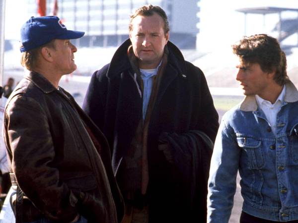 Robert Duvall con Randy Quaid y Tom Cruise en una escena de ‘Days of Thunder’, (1990).