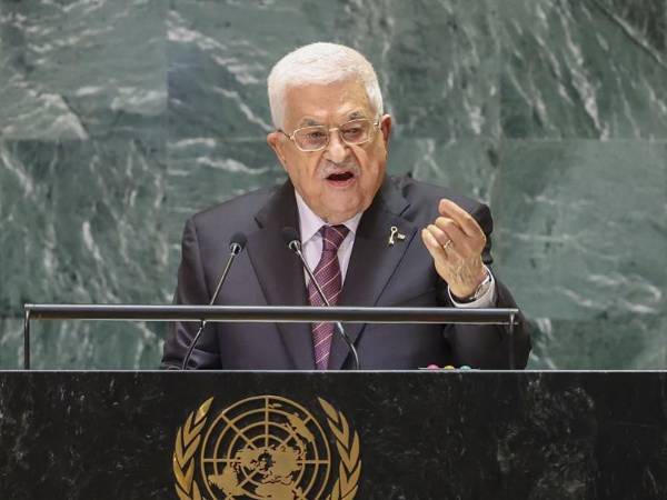 El presidente palestino Mahmud Abás interviene durante la Asamblea General de la ONU.