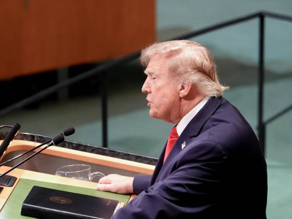 Donald Trump durante su discurso ante en la ONU.
