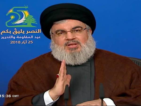 Captura de vídeo cedida por al-Manar TV que muestra al secretario general de Hizbulá, Hasan Nasrala, en mayo de 2018.