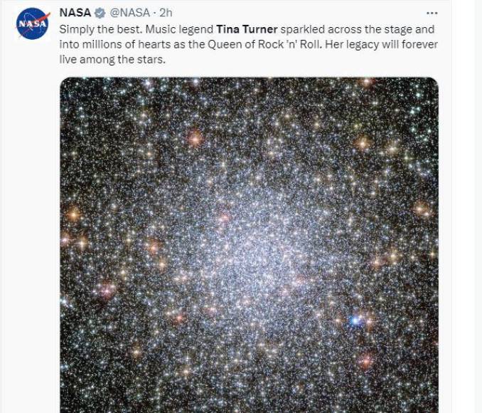 En Twitter, la Administración Nacional de Aeronáutica y el Espacio, más conocida como NASA, también publicó un mensaje para la “Reina del Rock” en el que aseguró que se trataba de “simplemente la mejor”. ”Su legado vivirá para siempre entre las estrellas”, se lee en el escrito.