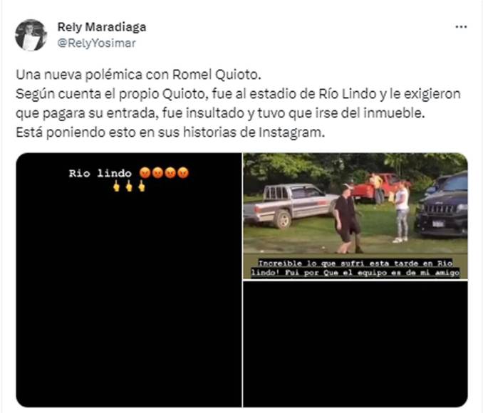 El periodista Rely Maradiaga, de Televicentro, comentó lo ocurrido por Romell Quioto y recibió muchos mensajes en los que criticaron con todo al futbolista.