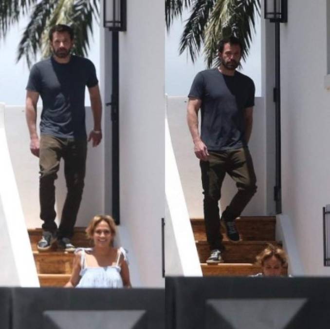 En dichas imágenes que publica TMZ, Jennifer lleva el mismo vestido largo y vaporoso que se puede intuir en las que les sacaron en la terraza. Curiosamente, la cantante sonrió abiertamente mirando en dirección a las cámaras de los paparazzi, dando a entender que no le molestaba en absoluto su presencia, mientras Ben mantenía un rostro más serio caminando unos pasos por detrás de ella.