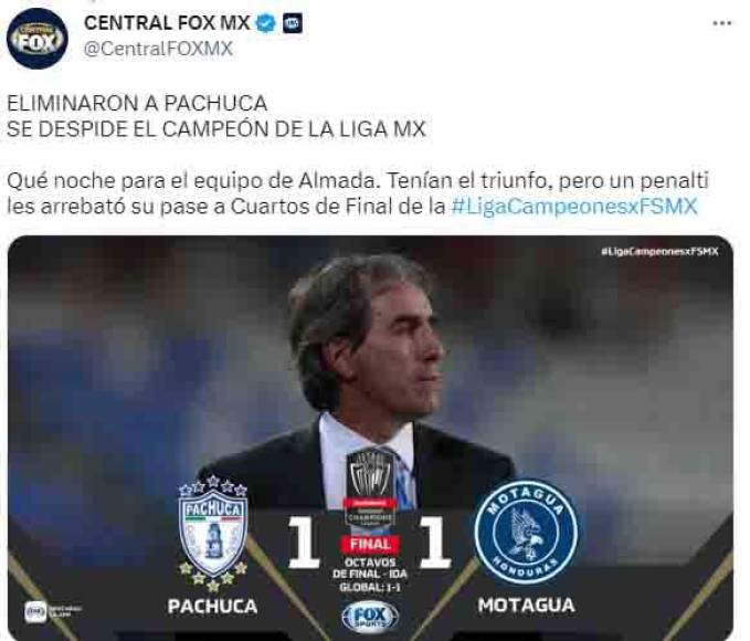 Fox Sports: “Eliminarn al Pachuca, se despide el campeón de la Liga MX.”