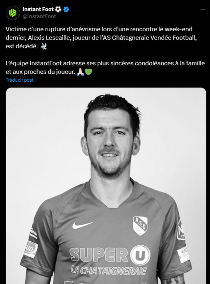 Su muerte ha generado conmoción, ya que el defensor era muy querido en dicha división. El club dejó emotiva carta.