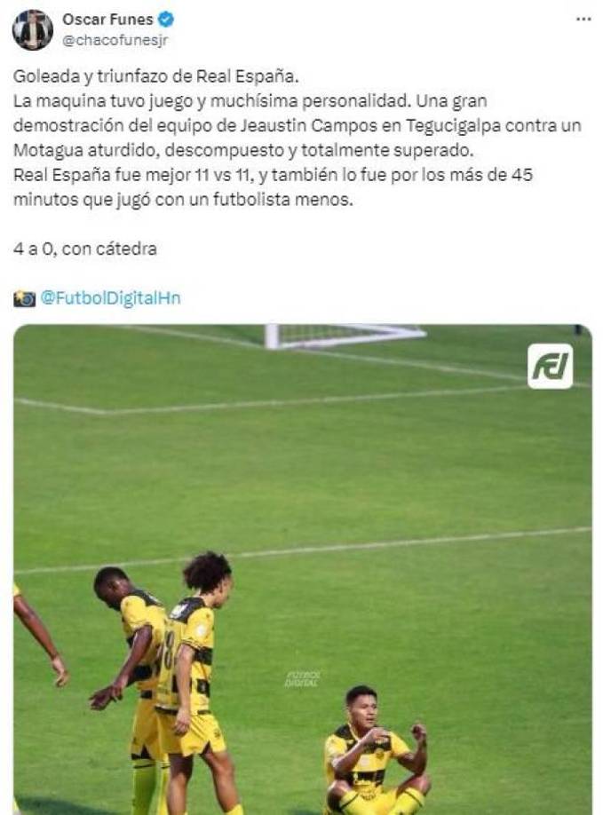Para el periodista Oscar Funes, el equipo catedrático tuvo “mucha personalidad” en el Estadio Nacional y fue mejor que Motagua aún jugando con uno menos por la expulsión de Tatum al filo del descanso.