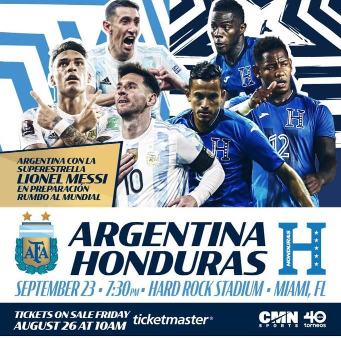 Este viernes 26 de agosto se ponen a la venta las entradas para el Argentina vs Honduras a través de ticketmaster.com