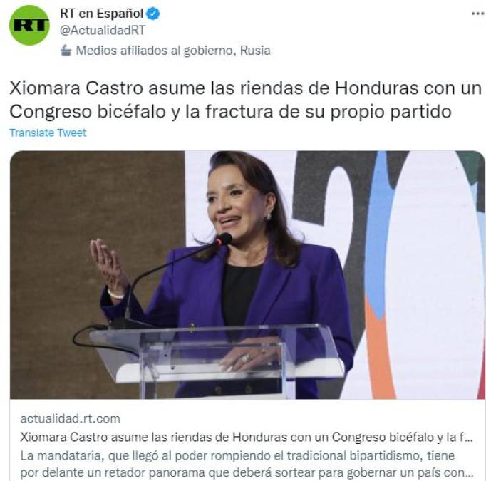 Medios internacionales destacan toma de posesión de Xiomara Castro en Honduras