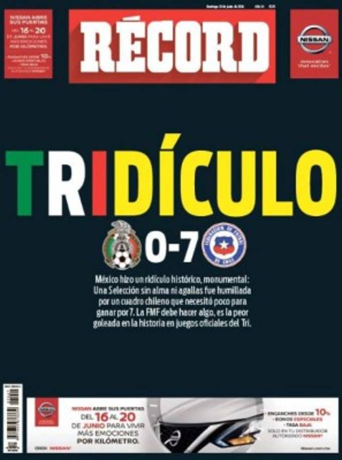 La portada de Diario Record. 'Tridículo'