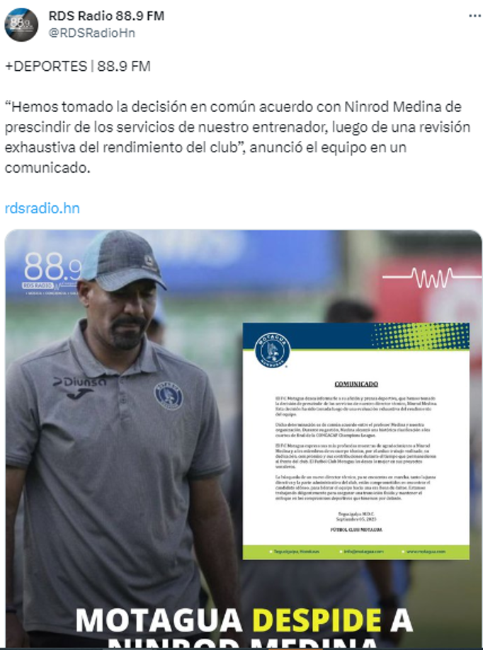 Ninrod Medina: Estallan las redes tras su despido de Motagua