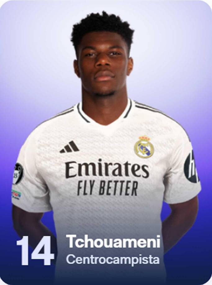 Aurélien Tchouaméni - El centrocampista francés deja el número 18 y lucirá ahora el dorsal 14 en su espalda.