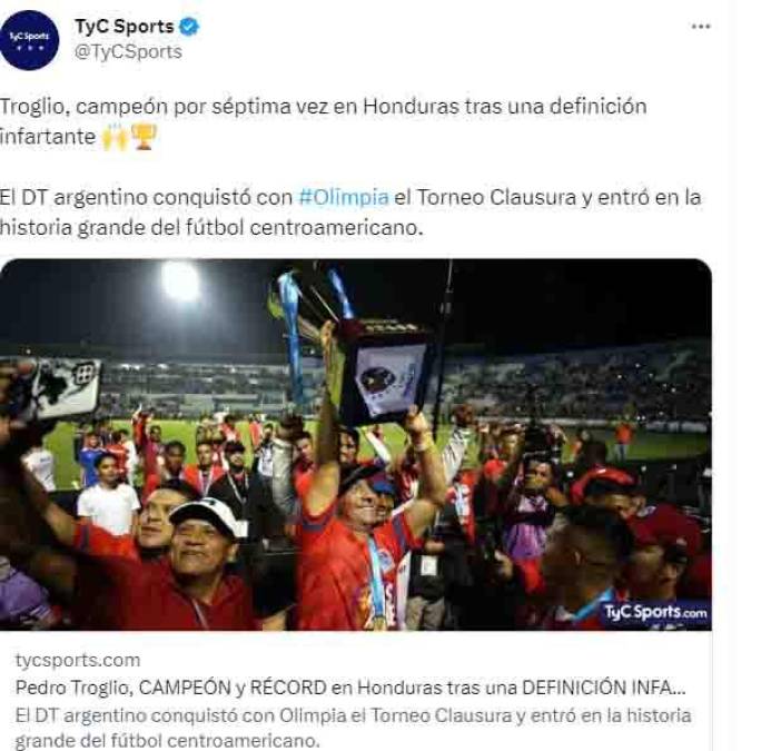 TYC Sports de Argentina indicó que Pedro Troglio entró en la historia grande del fútbol centroamericano.