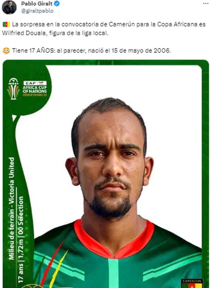 Muchos se sorprendieron al conocer la edad de Wilfried tras ser convocado por la selección de Camerún.