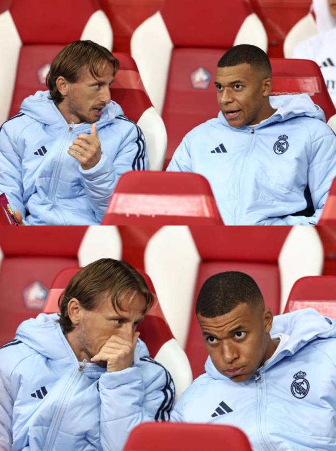 Kylian Mbappé y Luka Modric estuvieron charlando en el banco de suplentes del Real Madrid contra el Lille en Francia.