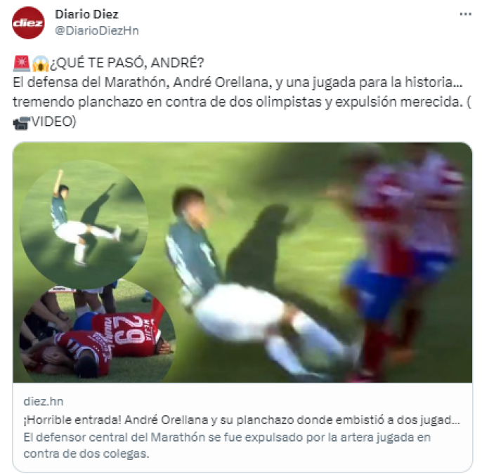 Marathón-Olimpia: Indignación tras la horrible falta de André Orellana