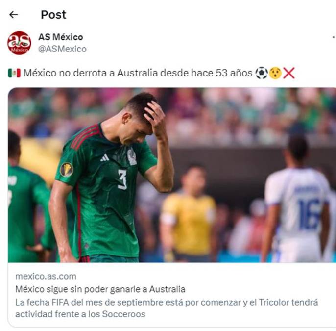 Un dato que sorprende: México no derrota a Australia desde hace 53 años.