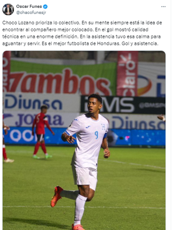 Por su parte, Óscar Funes resaltó el trabajo del Choco: “Choco Lozano prioriza lo colectivo. En su mente siempre está la idea de encontrar al compañero mejor colocado”.