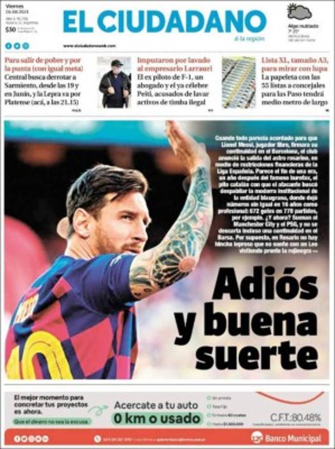 El Ciudadano (Argentina) - “Adiós y buena suerte”.