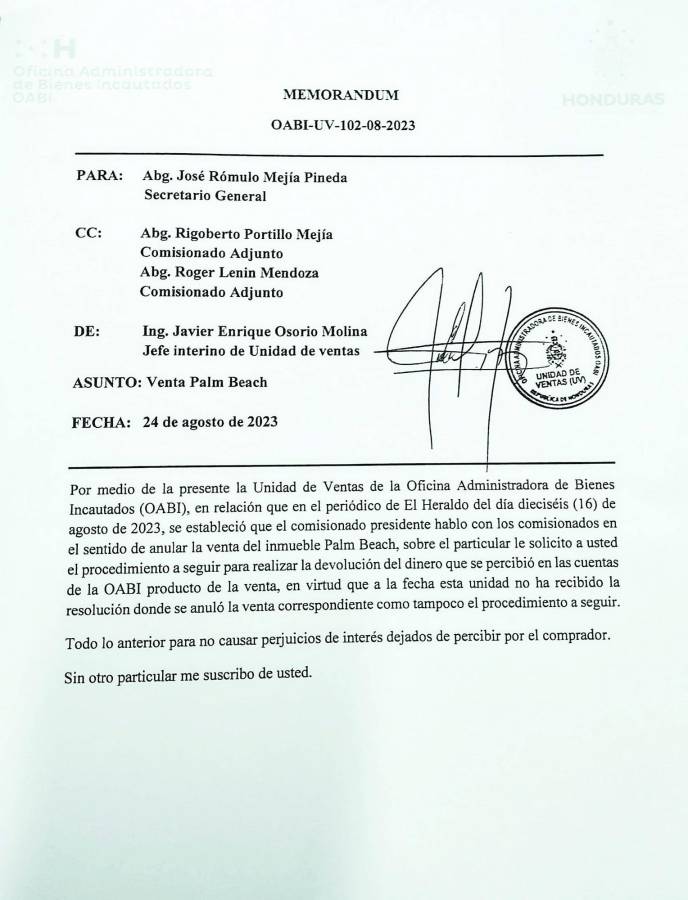 Venta de lujoso complejo en Roatán no ha sido anulada por Oabi