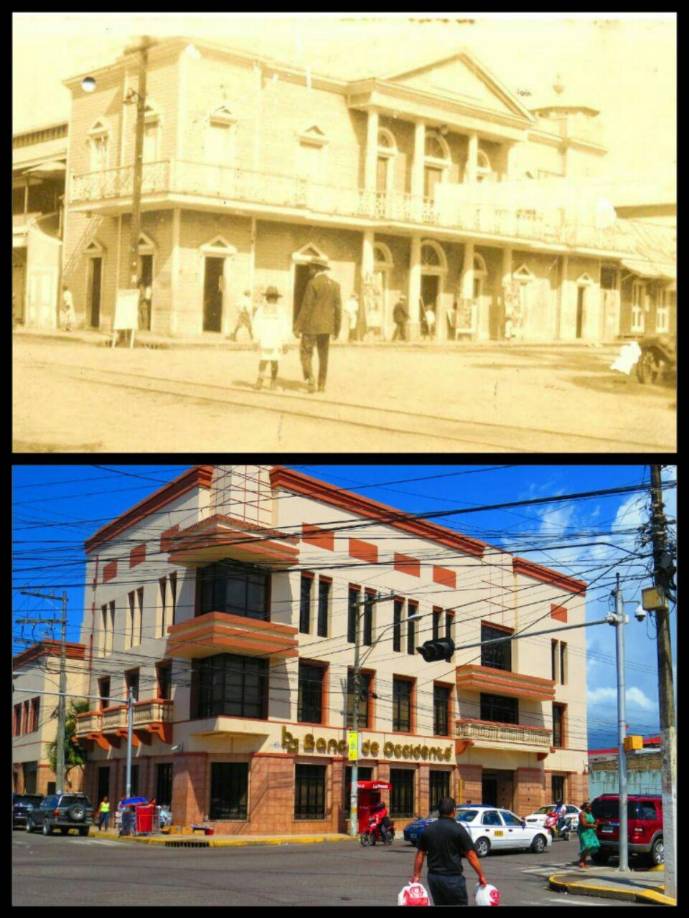 Avenida San Isidro, antiguo cine Dorado, ahora sede de Banco de Occidente. 