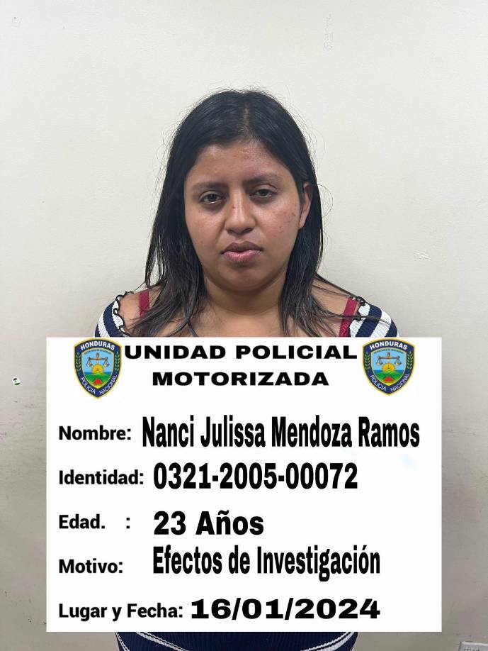 Nanci Julissa Mendoza Ramos de 23 años, otra de las detenidas.