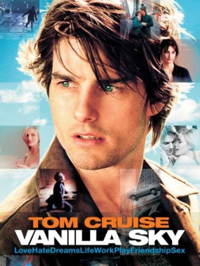 Vanilla Sky, 2001.<br/>Director: Cameron Crowe.<br/>Actúan: Tom Cruise, Penélope Cruz, Kurt Russell y Cameron Diaz.<br/>Historia: David tiene dinero y trabaja en una famosa empresa de publicidad de Nueva York, pero un hará que lo pierda todo.<br/>Dato: Nominada al Óscar como Mejor Canción Original y dos nominaciones al Globo de Oro, entre ellos uno para Cameron Diaz es parte de los reconocimientos para este filme que ha sido de los más destacados de Tom Cruise.<br/>Dale clic: Claro Video.<br/>