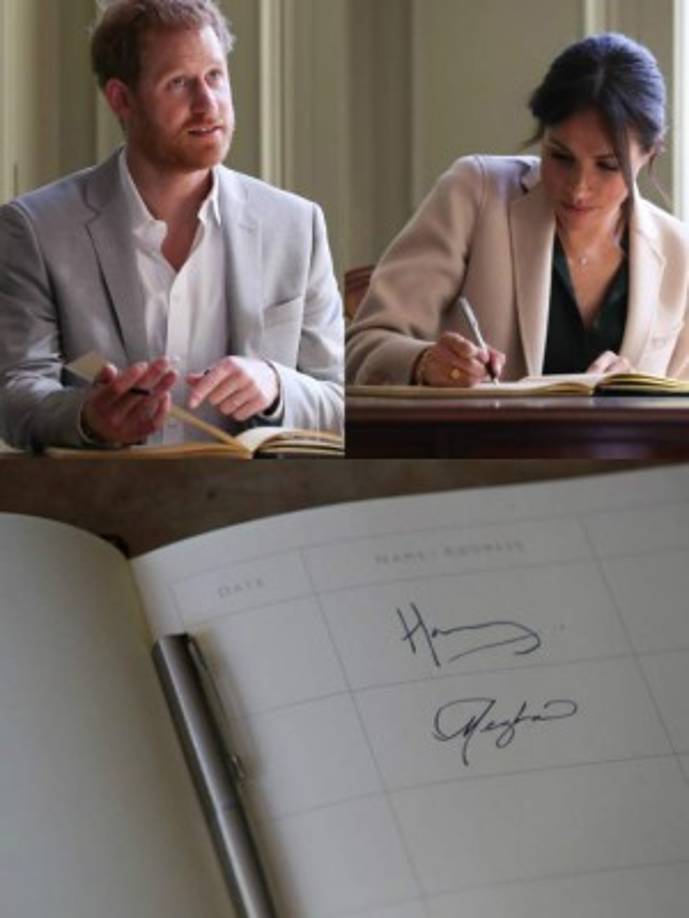 El duque y la duquesa de Sussex firmaron el libro de visitas de Edes House, donde se encuentra la copia de la Declaración de Independencia de EEUU, antes de partir a completar los compromisos en agenda para este día.