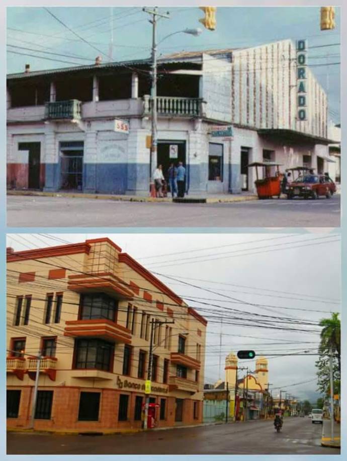 El cine Dorado ya construido de concreto, uno de los primeros cines de la Novia de Honduras. 