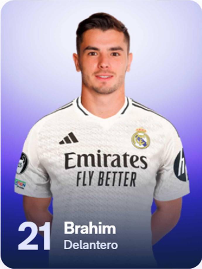 Brahim Díaz - El delantero hispanomarroquí lleva el dorsal 21 en el Real Madrid.