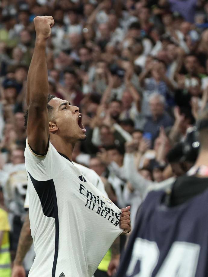 El grito eufórico de Jude Bellingham tras su gol que dio el triunfo al Real Madrid.