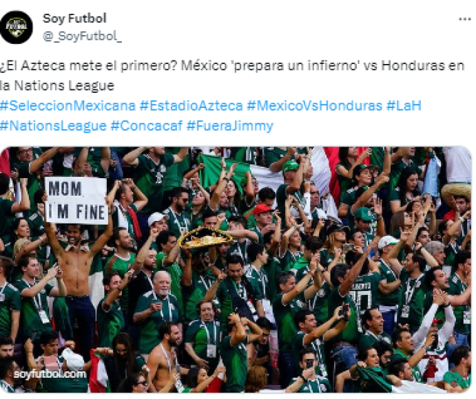 Soy Fútbol: “México ‘prepara un infierno’ vs Honduras en la Nations League”.