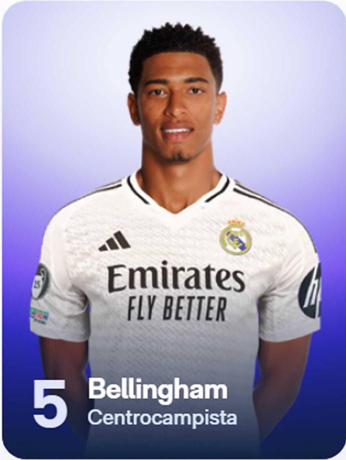 Jude Bellingham - El centrocampista inglés mantiene el número 5 con el que brilló en su primera temporada en el Real Madrid.