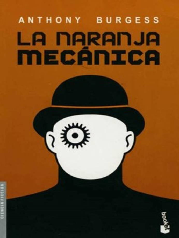 La naranja mecánica. Novela escrita por el inglés Anthony Burgess. En 1962 el cineasta Stanley Kubrick realizó una considerable adaptación fílmica. La obra de Burgess tiene como personaje vital al narrador e irreverente Alex DeLarge y a sus drugos (amigos). Los principales temas de la novela están centrados en la ultraviolencia, el libre albedrío y la apreciación del arte. Los drugos transgresores liderados por Alex son seres nocturnos amantes de la agresión. Los delitos que cometen son robo, agresión, violación y homicidio. La descripción de los crímenes cometidos por los personajes es tan explícita, que el lector puede sentir antipatía por ellos y desdén por el autor. La naranja mecánica y acorde a la rebeldía adolescente, posee una jerga llamada “Nadsat” en la que se encuentran términos provenientes del ruso y del inglés, sin embargo, esta no dificulta la compresión de la obra y la convierte en una novela distópica alucinante.