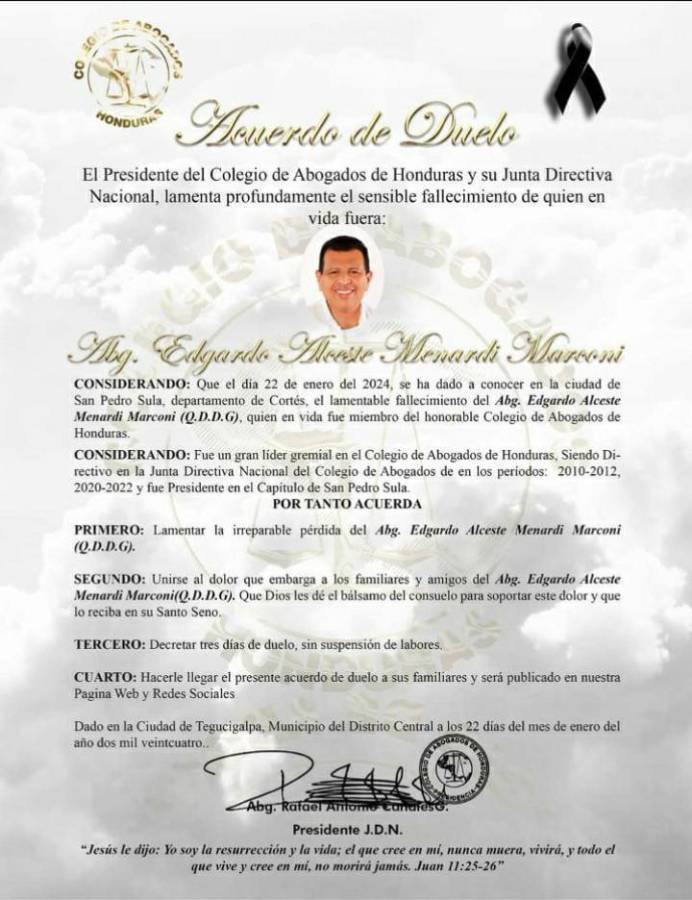 Muere Alceste Menardi, catedrático y abogado sampedrano