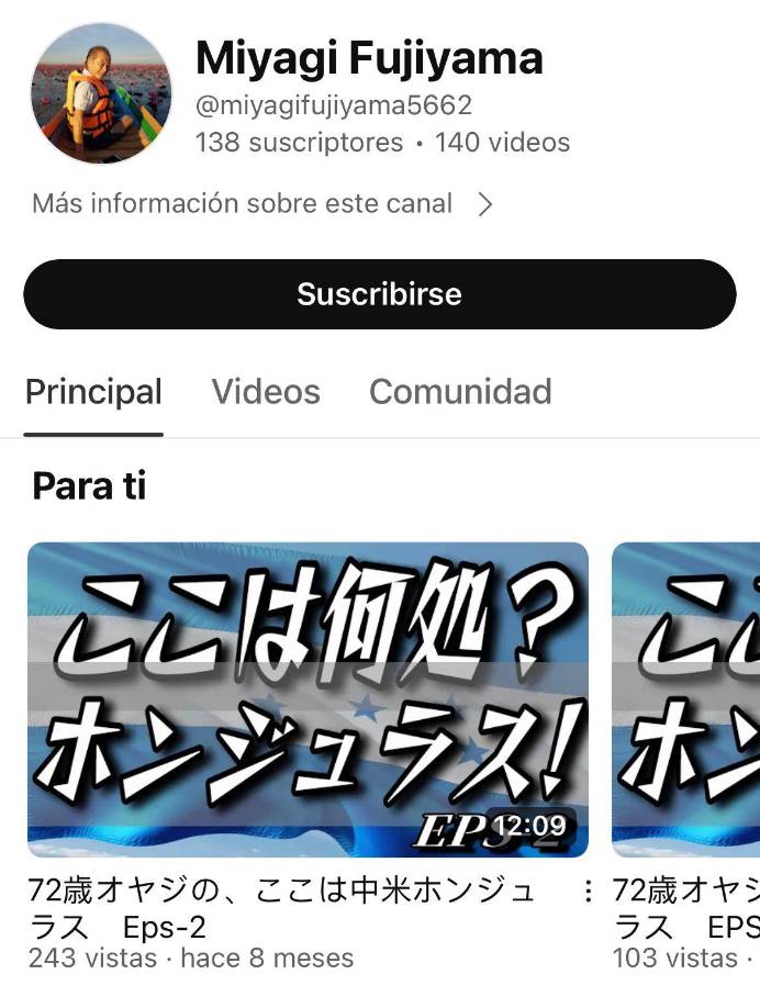 Pueden encontrar su canal de YouTube como Miyagi Fujiyama, donde cuanta con 138 suscriptores. 