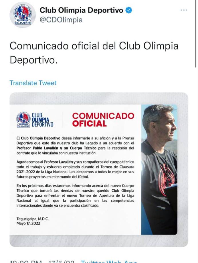 El pasado domingo fueron eliminados en semifinales y dos días después el Olimpia sorprendió al informar la salida de Pablo Lavallén.