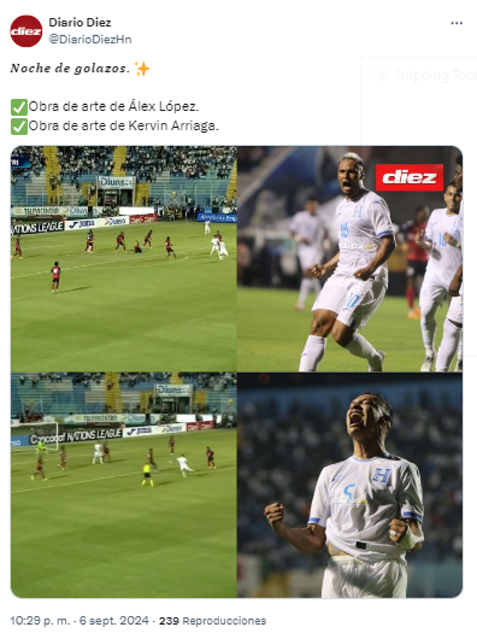 Diario Diez de Honduras resaltó: “Noche de golazos”