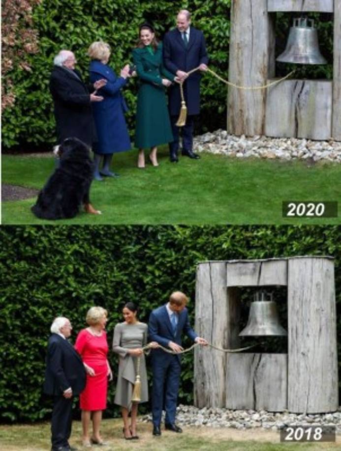 La pareja también se encontró con presidente Michael D. Higgins y su esposa Sabina Coyne para el té de la tarde.